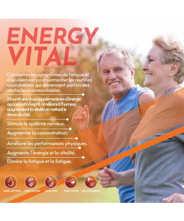 Healthy Fusion Energy Vital | Effective Energizing and Anti-Fatigue Formula | Eleutherococcus + Taurine + Caffeine | 100% Natural Stimulating | Improves and Stimulates Muscle Performance | 60 Cape - Buy Online on GoSupps.com