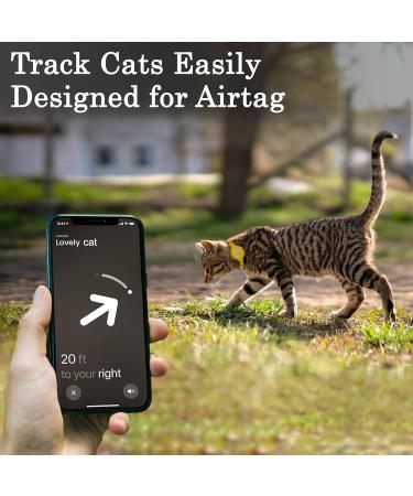 Oopsdoggy Leather Airtag Cat Collar with Bell - Tear-Resistant GPS Collar for Cats & Small Dogs - Light Yellow | Apple Airtag Holder - Buy Online on GoSupps.com