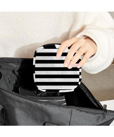 GIAPB Period Bag - Sanitary Napkin Storage & Travel Makeup Bag | Black White Stripe Pattern - Color1879 - Buy Online on GoSupps.com