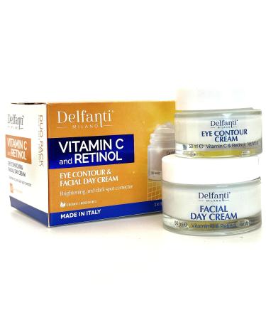VITAMIN C & RETINOL DUO PACK Full Size Facial Day Cream and Eye Contour Cream Brightening and Dark Spot Corrector