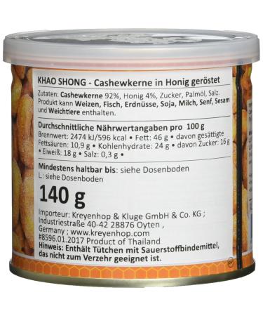 Khao Shong Honey Roasted Cashews | Crispy Honey Snack (6 x 140g) - Perfect for On-the-Go! - Buy Online on GoSupps.com