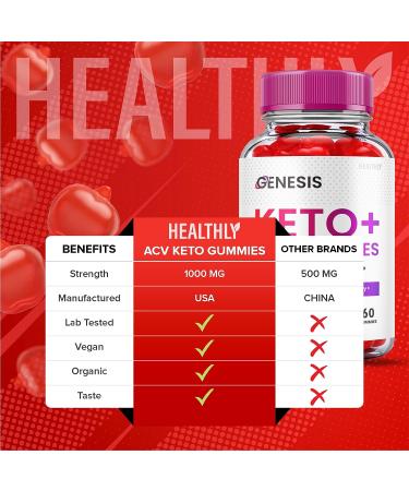 Genesis Keto ACV Gummies - Advanced Weight Loss Formula with Apple Cider Vinegar (60 Gummies) - Buy Online on GoSupps.com