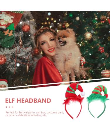 Lurrose 2pcs Christmas Headband Set - Santa Hat & Striped Clown Hair Hoops | Festive Party Favor Gifts (Mixed Colors) - Buy Online on GoSupps.com