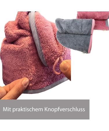 Homelevel 2x Terry Hair Turban Set - 100% Cotton Quick-Drying Head Towel - Stylish Gray & Old Pink Hair Towels for Effortless Drying - Buy Online on GoSupps.com