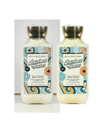 Bath & Body Works Body Lotion Pack of 2 8oz Each (Rainbow Waves)