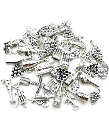 50pcs Antique Silver Wine Charms for Jewelry Making - Crafting Accessory for DIY Necklace Bracelet SM307 - Buy Online on GoSupps.com