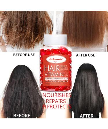 Hair Treatment Serum 60 Moroccan Oil Vitamin Capsules Restores Dry Frizzy Hair Leave-In Conditioner for Hair Repair - Buy Online on GoSupps.com
