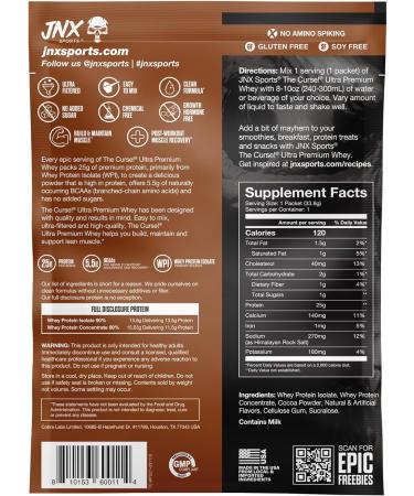 JNX SPORTS The Curse! Ultra Premium Double Chocolate Whey Protein Powder – 25g Protein Per Serve Single Serve Whey Isolate for International Shipping - Buy Online on GoSupps.com