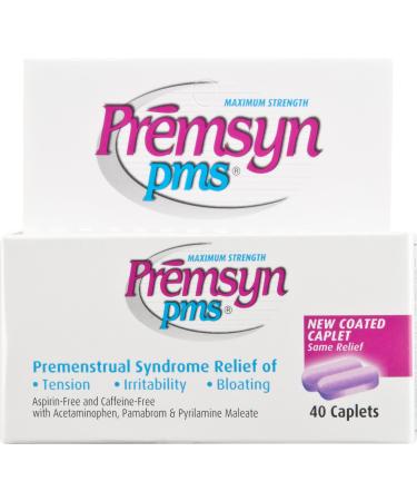 Premsyn PMS Menstrual Pain Relief for Menstrual Cramps, 40 Caplets