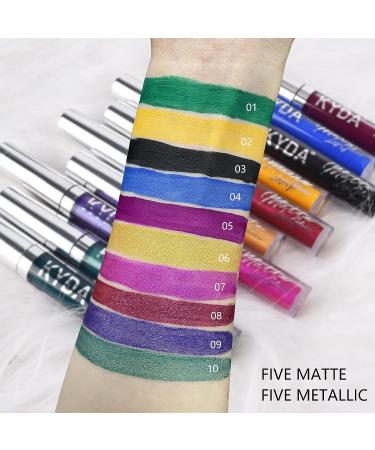 Ownest Beauty KYDA 10 Colors Lipstick Set B - Matte Velvet, Glitter Metallic, Long Wear Lip Glaze - Buy Online on GoSupps.com