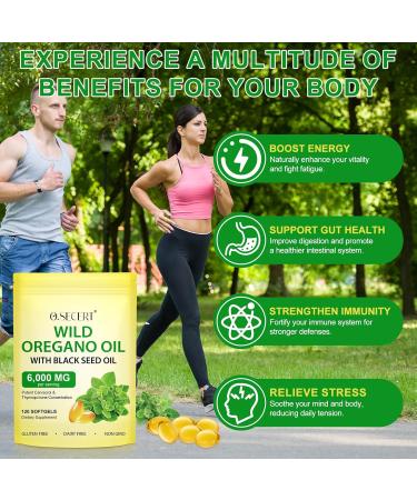 Oil of Oregano with Black Seed Oil - 6000mg Organic Oregano Oil Capsules 2-in-1 Oregano Supplement for Immune Health with High Carvacrol & Thymoquinone - Non-GMO Extra Strength Herbal Supplement - Buy Online on GoSupps.com