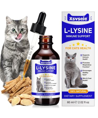 Lysine for Cats L-Lysine for Cat Immune Support Allergy Relief Sneezing & Runny Nose with Colostrum Taurine Vitamins - Roast Chicken Flavor - 60ml/2oz