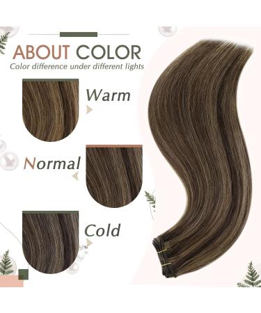 Runatur Real Hair Brown Highlights 30cm Extensions - Silky Sew in Tresses #2P8A 70g High Quality - Buy Online on GoSupps.com