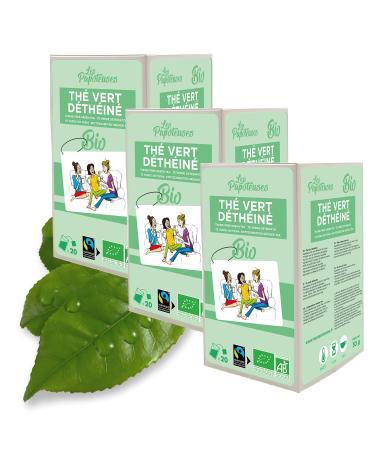 Les papoteuses |Uncaffeinated organic green tea from China |60 pockets |Certified organic and fairly traded |Pack with 3 boxes with 20 bags of green tea leaves decaffeinated green tea