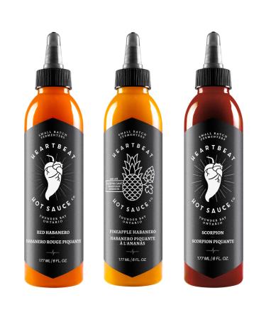 Heartbeat Hot Sauce - Hot Ones Collection 3-Pack! (1 x Red Habanero - Season 6 1 x Pineapple Habanero - Season 10 and 1 x Scorpion - Season 13)