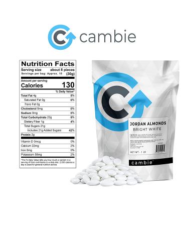 Cambie Jordan Almonds - Premium Bright White Candy Almonds for Weddings, Parties, and Holidays - 1 lb Pack - Buy Online on GoSupps.com