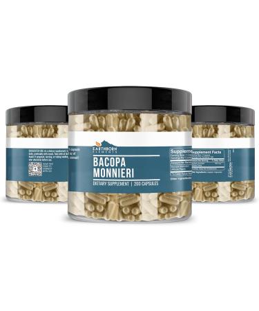 Earthborn Elements Bacopa Monnieri 200 Capsules Pure & Undiluted No Additives 200 Count (Pack of 1) - Buy Online on GoSupps.com