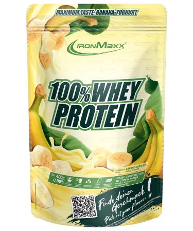 Ironmaxx 100% whey protein powder - banane yoghurt 400g bag |Suck -reduced water -soluble protein powder from whey protein |Many different flavors banana 400 g bags