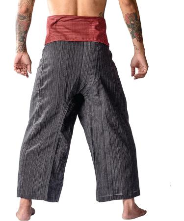 LannaPremium Thai Fisherman Pants 2 Tone - Unisex Cotton Yoga and Martial Arts Pants in Red Black - Buy Online on GoSupps.com