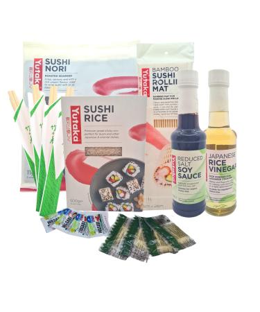 Sushi Kit Sushi Making Kit for DIY Sushi at Home contains Sushi Rice Rice Vinegar Soya Sauce Rolling Mat Wasabi Pickled Ginger Nori and Chopsticks - Complete Set