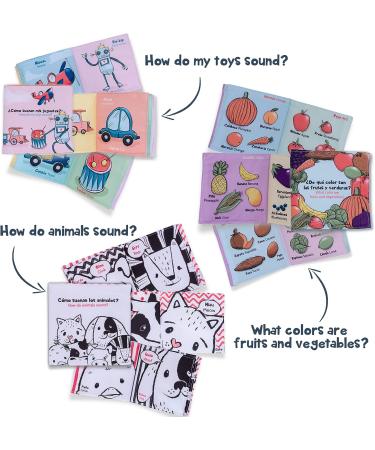 Just Imagine Bilingual Baby Cloth Book Set in Spanish and English | Early Learning Sensory Development | Crinkle Touch | High Contrast Infant Toys - Buy Online on GoSupps.com
