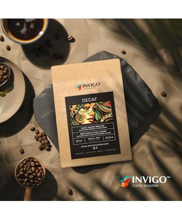 Invigo Filter Coffee Beans 340g - Whole Beans Decaf Espresso Coffee Beans Small Batch & Local Premium Roasting Vegan & Gluten-Free Gift for Coffee Lovers Whole Bean Medium Dark Roasting - Buy Online on GoSupps.com