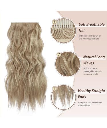 Feshfen Clip-In Hair Extensions - 4PC Synthetic Wavy Extensions Caramel Brown & Beige Blonde 50 cm for Women - Buy Online on GoSupps.com