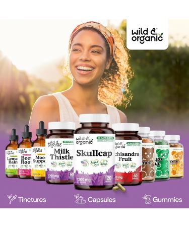 Wild & Organic Skullcap Herb Capsules 1200 mg - Calming Skullcap Supplement - 120 Capsules - Scutellaria Lateriflora Leaf Extract - 2-Month Supply - Vegan No Fillers Non-GMO 120 Count (Pack of 1) - Buy Online on GoSupps.com