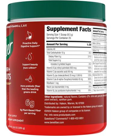 Benefiber Prebiotic Fiber + Superfruits Dietary Supplement Strawberry Dragon Fruit Flavor 8.8 oz (250g) - Buy Online on GoSupps.com