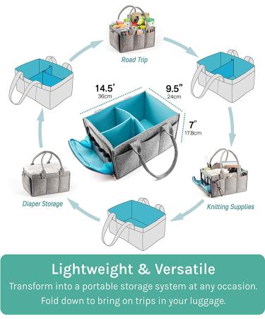 Mollieollie Premium Baby Diaper Caddy Organizer | Portable Nursery & Craft Storage Bin | Car Seat Tote with Zipper Pocket | Teal/Rose - Buy Online on GoSupps.com