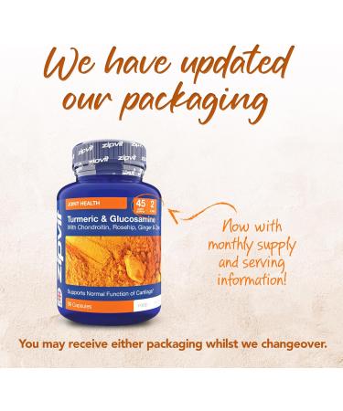 Zipvit Glucosamine and Chondroitin High Strength Complex with Turmeric Vitamin C Rosehip Ginger & Zinc. Joint Supplements 90 Capsules - Buy Online on GoSupps.com