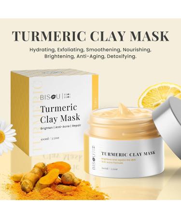 Turmeric Clay Mask - Organic Anti-Aging Face Mask | Brightens Dark Spots & Clears Pores | Acne Remedy & Sensitive Skin Gift - Buy Online on GoSupps.com