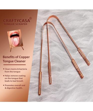 CRAFTYCASA Copper Tongue Scraper for Adult and Kids - Natural Ayurvedic Cleaner for Fresh Breath (Pack of 2) - Buy Online on GoSupps.com