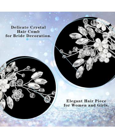 Bride Wedding Hair Pins Set - Rhinestone Clips & Pearl Combs | Elegant Bridal Hair Accessories for Women Girls | 3 Types in Silver - Buy Online on GoSupps.com