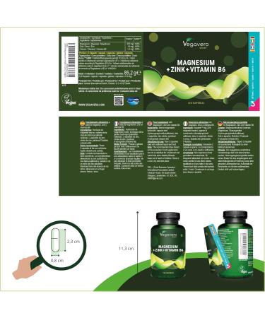 ZMA Vegavero | No Additives & Vegan | With Zinc + Natural Magnesium + Vitamin B6 | Superior Quality: With Aquamin Mg | Zinc Aspartate | Bodybuilding & Sleep | 120 Capsules - Buy Online on GoSupps.com