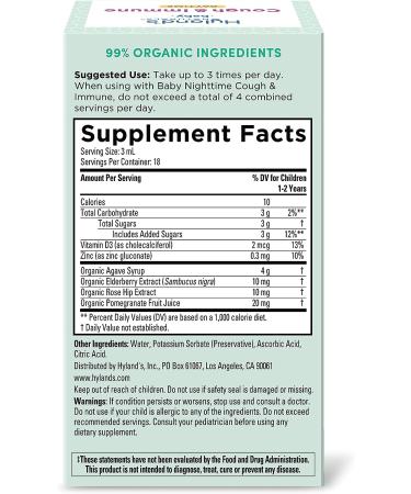 Hyland's Naturals Baby Cough & Immune Syrup - Agave Elderberry & Pomegranate - 2 Fl. Oz - Daytime Support for Cough and Cold - Immunity Booster (Old Version) - Buy Online on GoSupps.com