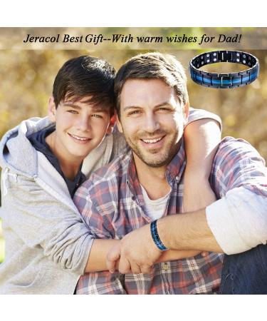 Jeracol Titanium Steel Magnetic Bracelet for Men | Double Row Ultra Strength Magnets | Adjustable Wristband | Removal Tool & Gift Box Included | Singleblue - Buy Online on GoSupps.com