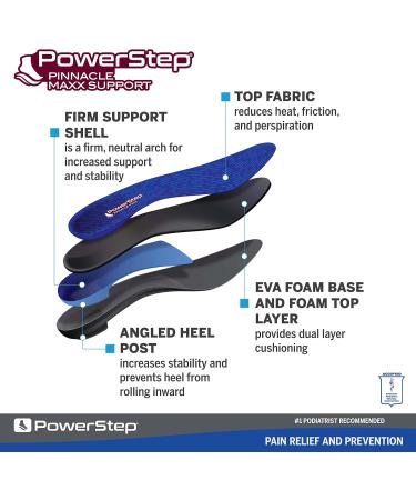 Powerstep Pinnacle Maxx Orthopedic Shoe Insoles EU 43 / UK 8.5-9 - Comfort & Support | International Shipping Available - Buy Online on GoSupps.com