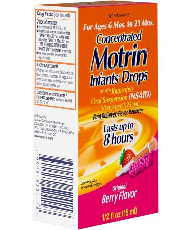Infants' Motrin Concentrated Drops 0.5 oz, Berry Flavored | Fever Reducer with Ibuprofen - Pack of 1 - Buy Online on GoSupps.com