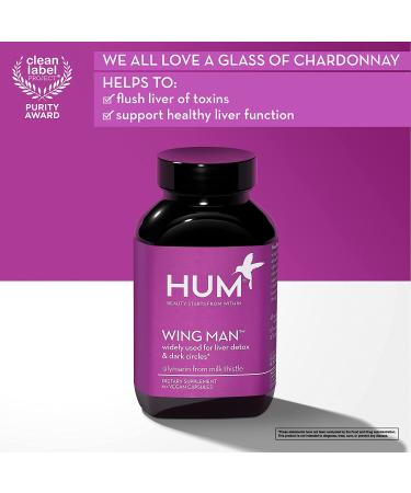 HUM Wing Man Liver Detox Supplement - Milk Thistle, Dandelion Root & Artichoke Leaf Extract - 60 Vegan Capsules - Buy Online on GoSupps.com