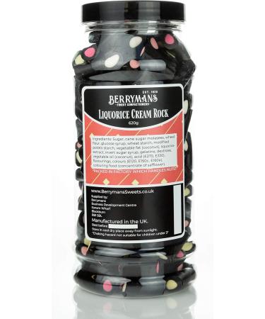 Original Liquorice Cream Rock Retro Sweets Gift Jar By Berrymans Sweet Shop - Classic Sweets Traditional Taste. - Buy Online on GoSupps.com