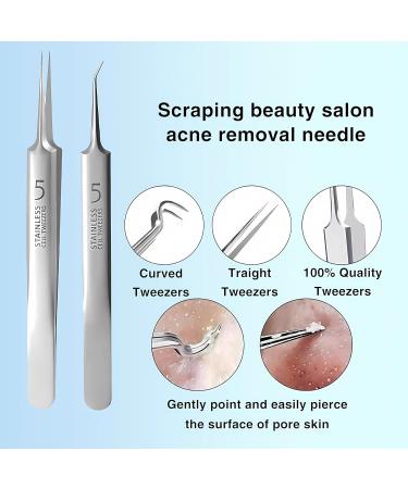 4 Pcs Pimple Blackhead Remover Tool Kit 4-in-1 Blackhead Comedone Acne Professional Stainless Pimples Comedone Extractor with Portable Case (Silver) - Buy Online on GoSupps.com