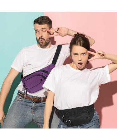 Jostift 2-Piece Waterproof Hip Bag for Men & Women | Adjustable Belt Pocket - Purple & Black | Outdoor Sports Waist Pack - Buy Online on GoSupps.com