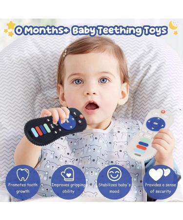 FXK Silicone Baby Teething Toys 2 Pack Remote Control Teether Toys Set - BPA Free Chew Toys for Babies 6-12 Months (Black+Grey) - Buy Online on GoSupps.com