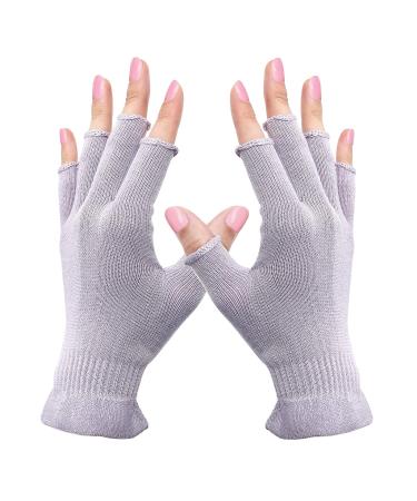 MIG4U Fingerless Moisturizing Beauty Gloves Half Finger Touchscreen Glove for SPA, Eczema, Dry Hands, Cosmetic Treatment, Summer Sun UV Protection Pale Purple,1 Pairs S/M S/M - 1 Pair