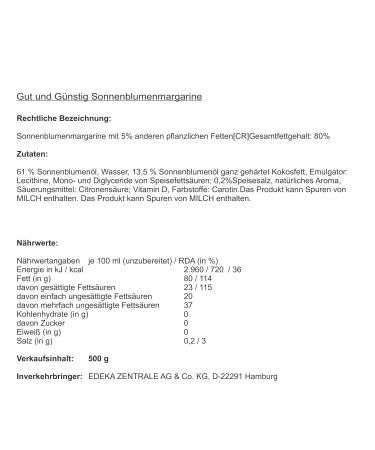 Buy Cheap Sunflower Margarine 8x500g - Quality International Shipping Available - Buy Online on GoSupps.com