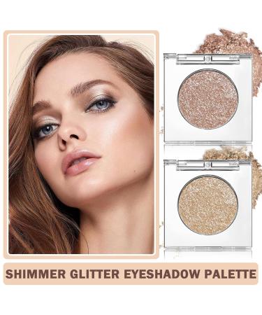 CAHIUYOA 2PCS Glitter Shimmer Eyeshadow Palette - Highly Pigmented Korean Eye Makeup Sparkle & Shine with Glitter Eye Shadow Powder - Buy Online on GoSupps.com