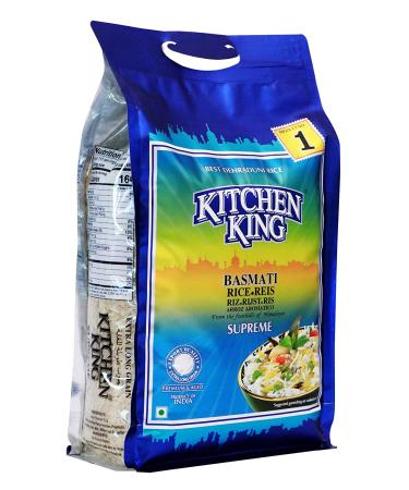 Kitchen King Basmati Rice - 10 LB Bag - World's Longest and Always Fluffy NON-GMO Aged Rice - Buy Online on GoSupps.com