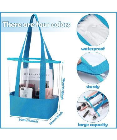 Hillban 4 Pcs Clear Tote Bag - Waterproof Transparent PVC Handbags for Women - Stadium Security Approved - Ideal for Beach, Pool, and Work - 4 Colors - Buy Online on GoSupps.com