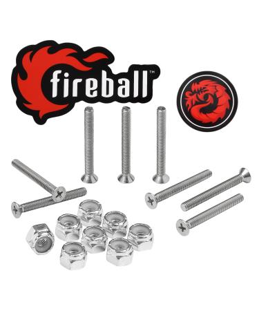 Fireball Dragon Skateboard Hardware Kit - Mounting Screws & Nuts Set for Longboard Skateboard & Cruiser - Ultra Strong Stainless Steel Bolts Designed for Life (8 Bolts, 8 Nuts) Flat Phillips 1.0"